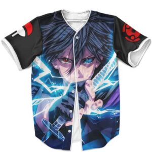 Amazing Sasuke Uchiha Powered Up Black MLB Baseball Shirt
