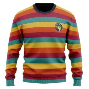 DBZ Adorable Saiyan Ship Logo Retro Rainbow Wool Sweater