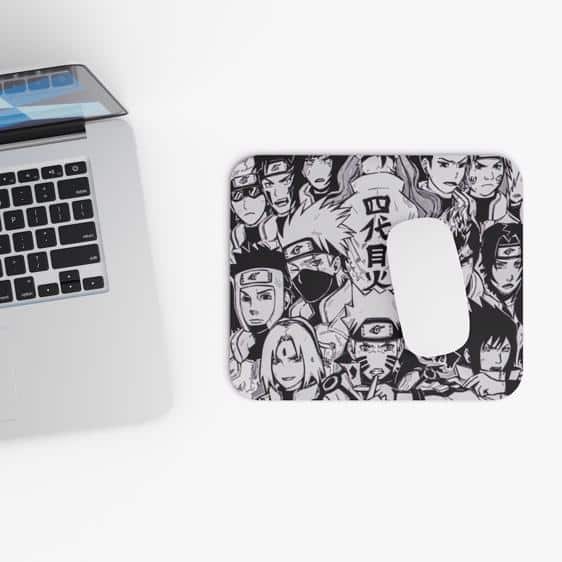 Dope Naruto Characters Monochrome Art Gaming Mouse Pad