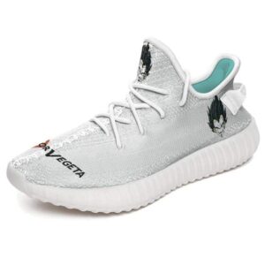 V for Vegeta Logo Minimalist White DBZ Yeezy Sneakers