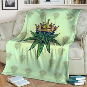 King Crowned Weed Hemp Pattern Art Badass Throw Blanket