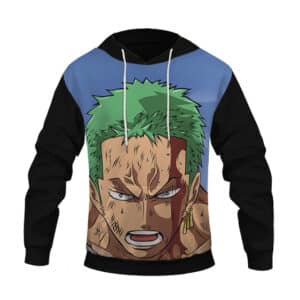 One Piece Exhausted Zoro Face Design Cool Pullover Hoodie - Saiyan Stuff