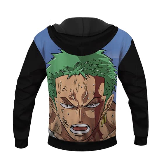 One Piece Exhausted Zoro Face Design Cool Pullover Hoodie - Saiyan Stuff