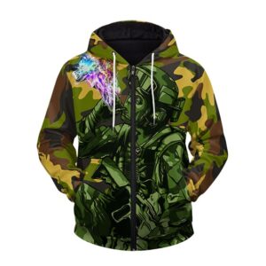 Stoner Soldier Smoking Weed Dope Camouflage Zip Up Hoodie - Saiyan Stuff