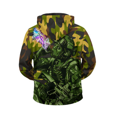 Stoner Soldier Smoking Weed Dope Camouflage Zip Up Hoodie - Saiyan Stuff